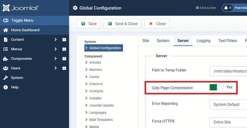 How to Enable GZip Compression in Joomla 4?